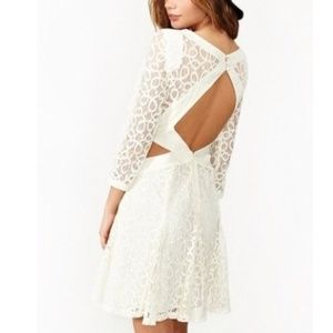 Ark & Co White Lace Skater Dress with Cut Outs